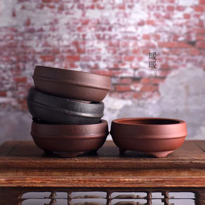 Bonsai Garden Chinese Garden - وعاء بونساي دائري من السيراميك ،