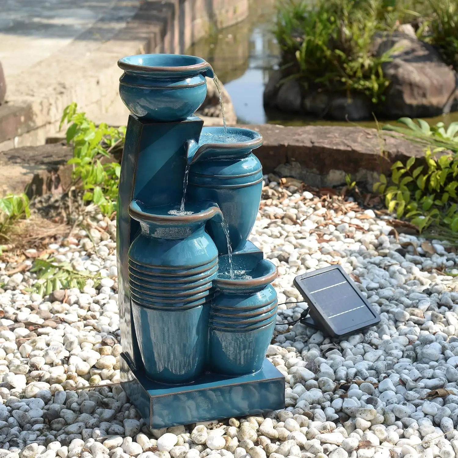 نافورة مياه شمسية متدرجة بأربع - مراجعة Bonsai Garden Fountain وسعره